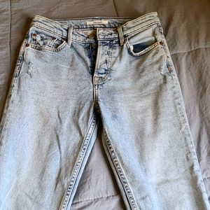 GRLFRND Straight Leg Jeans Light Blue Wash